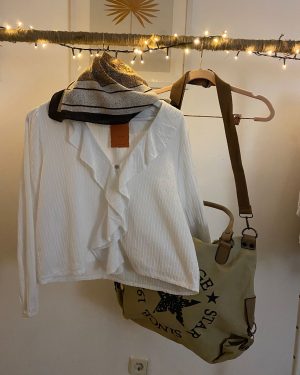 Blusa Volante Talla Única blanca