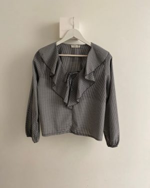 BLUSA VOLANTES CUADRO VICHY verde y blanca