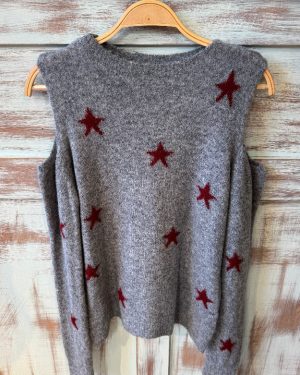 Jersey gris estrella burdeos