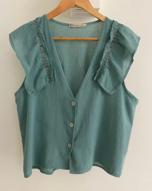 Blusa de estilo romántico Verde Agua