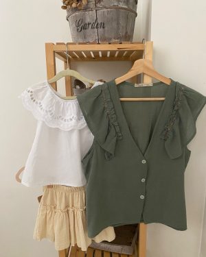 Blusa de estilo romántico Verde