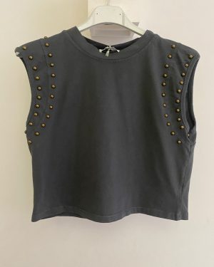 Camiseta Tachuelas Mangas Antracita