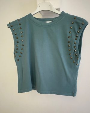 Camiseta Tachuelas Mangas Verde menta
